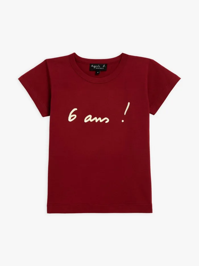 Children Agns B Clothing Burgundy Cotton Jersey Anniversaire Birthday Tshirt