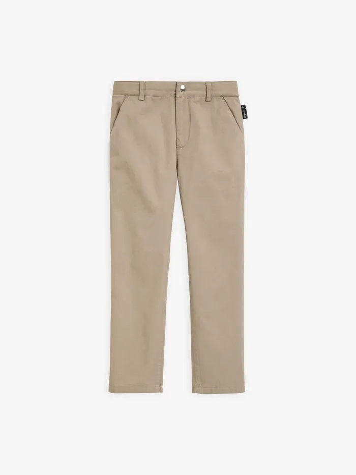 Children Agns B Clothing Dark Taupe Cotton Gabardine Children Trousers