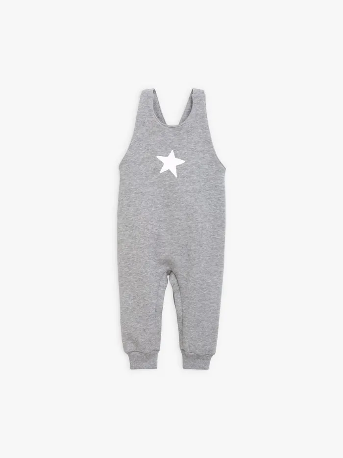 Children Agns B Clothing Grey Pam Dungarees In Cotton Fleece With 034star034 Screen Print Children Agns B Clothing Grey Pam Dungarees In Cotton Fleece With 034star034 Screen Print