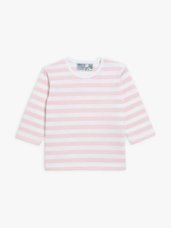 Children Agns B Clothing Longsleeve Pink And White Striped Baby Tshirt