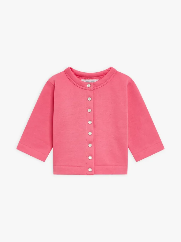 Children Agns B Clothing Pink Layette Fleece Snap Cardigan