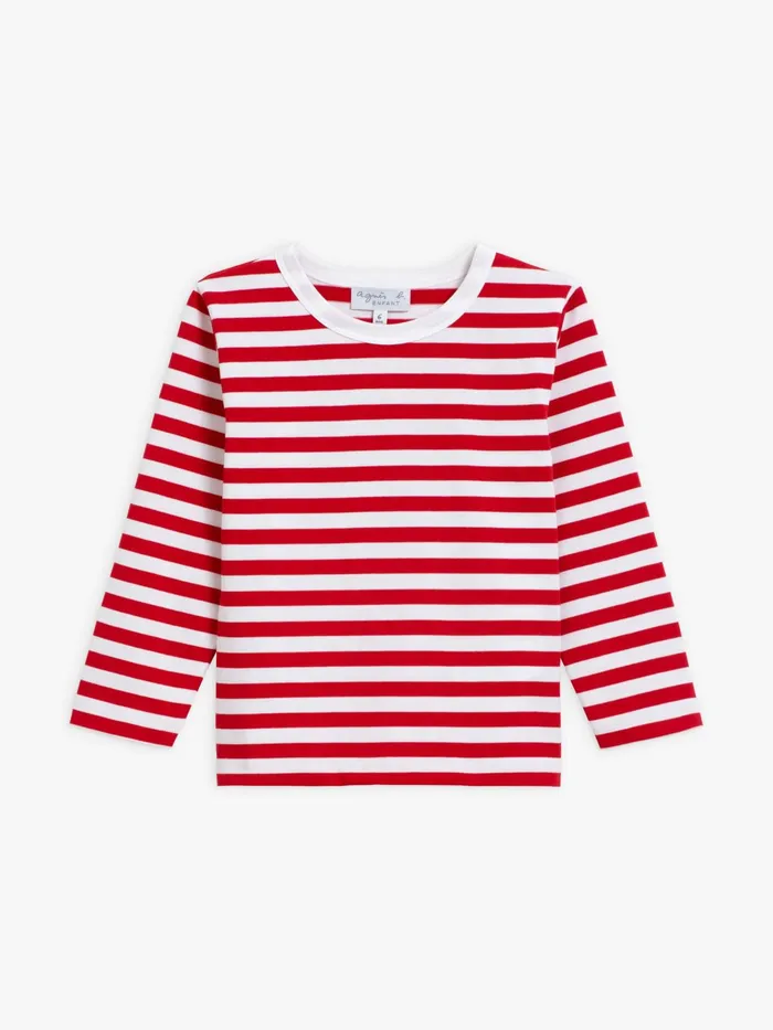 Children Agns B Clothing Red And White Stripes Cotton Coulos Tshirt
