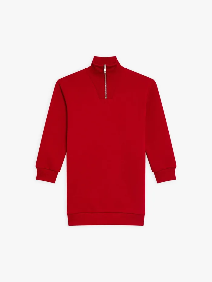 Children Agns B Clothing Red Camionneur Sweatshirtdress In Cotton Fleece