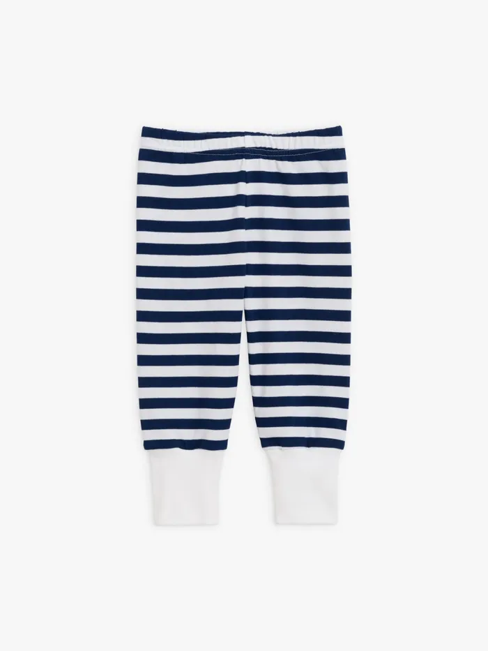 Children Agns B Clothing Turbo Trousers In Blue And White Striped Cotton Jersey