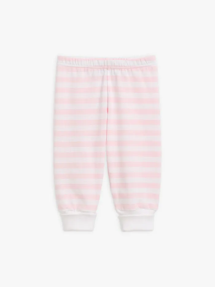Children Agns B Clothing Turbo Trousers In Pink And White Striped Cotton Jersey
