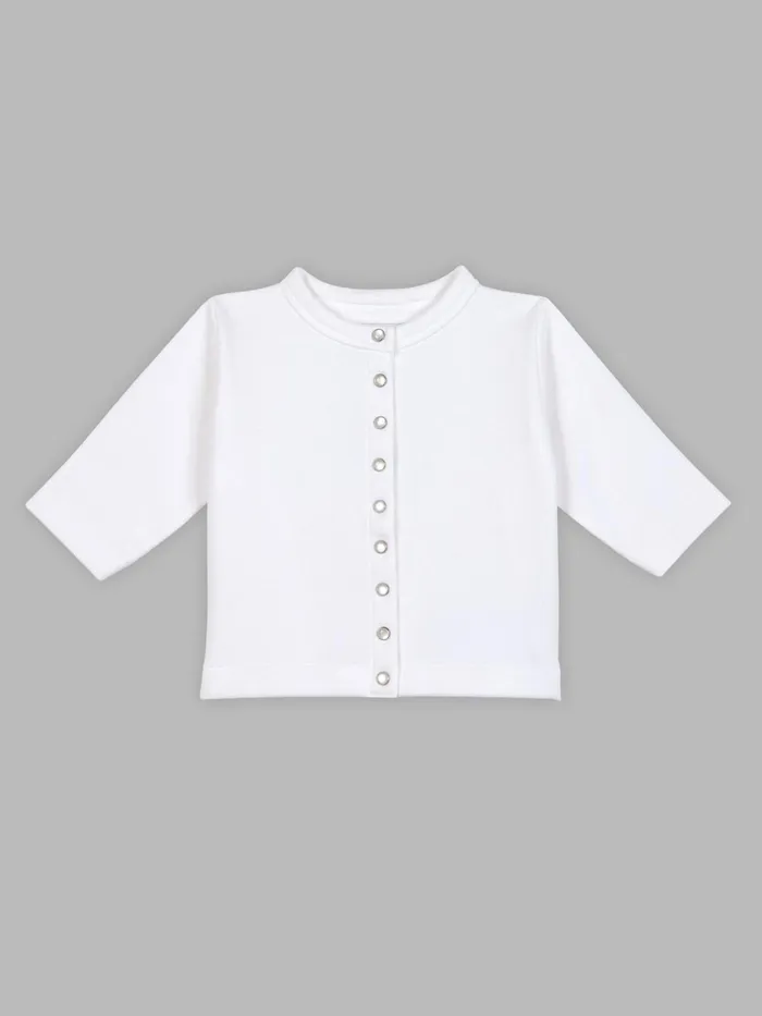 Children Agns B Clothing White Baby Cotton Fleece Snap Cardigan