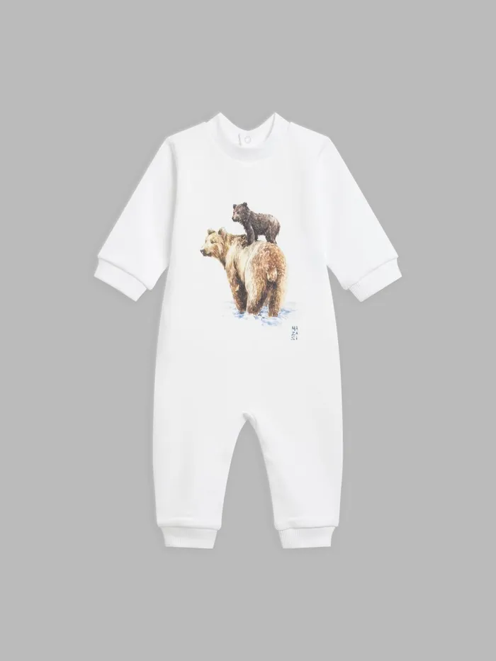 Children Agns B Clothing White Cotton Fleece Sleepsuit