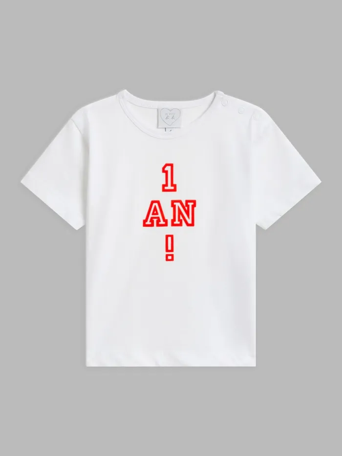 Children Agns B Clothing White Cotton Jersey 034Anniversaire034 Screenprinted Tshirt Children Agns B Clothing White Cotton Jersey 034Anniversaire034 Screenprinted Tshirt
