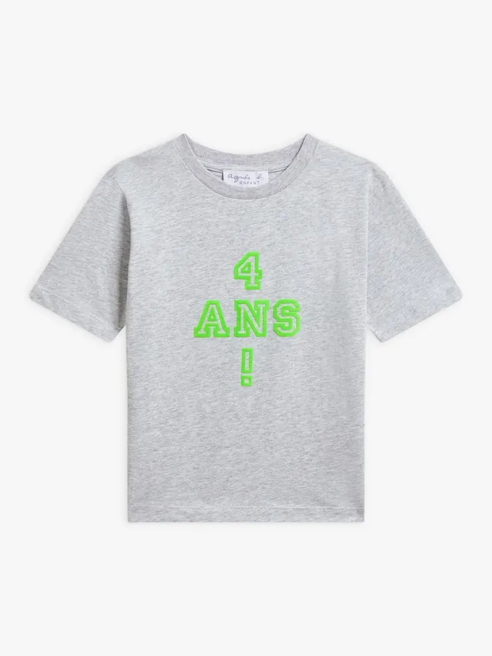 Children Agns B Clothing White Cotton Jersey Flecked 034Anniversaire034 Birthday Screenprinted Tshirt Children Agns B Clothing White Cotton Jersey Flecked 034Anniversaire034 Birthday Screenprinted Tshirt