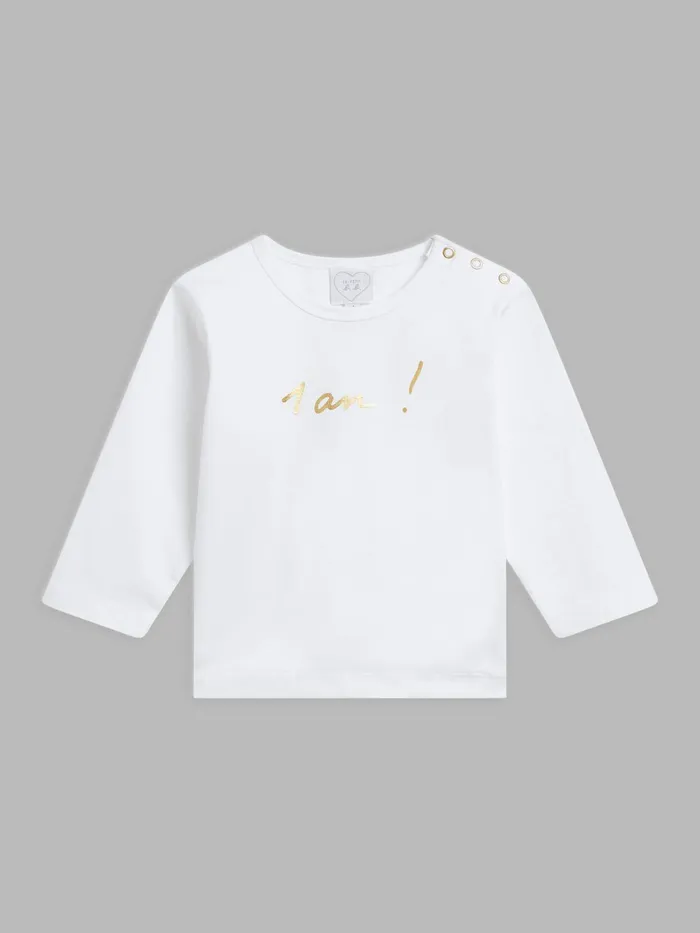 Children Agns B Clothing White Cotton Jersey Snap Button Birthday Tshirt