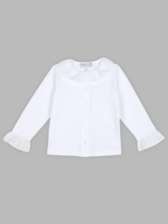 Children Agns B Clothing White Ruffled Cotton Shirt