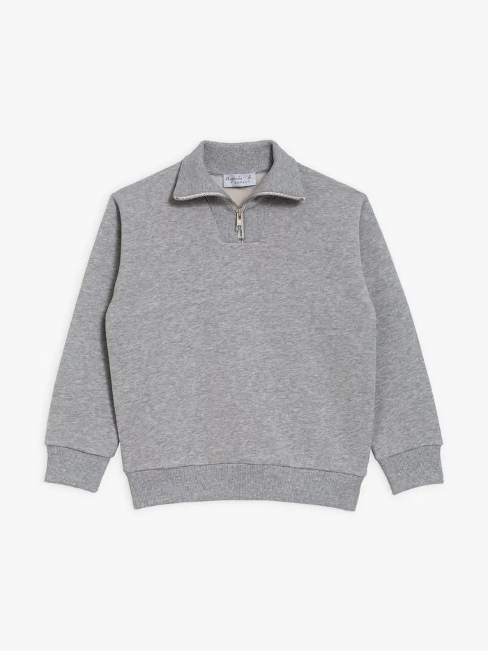 Children Agns B Clothing Zip Molted Grey Fleece Sweatshirt
