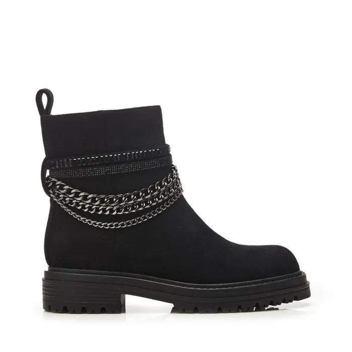 Chunky Boots Women Moda In Pelle Astella Black Alcantara