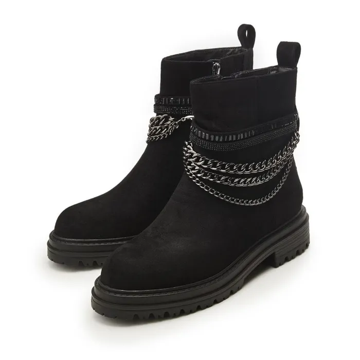 Chunky Boots Women Moda In Pelle Astella Black Alcantara