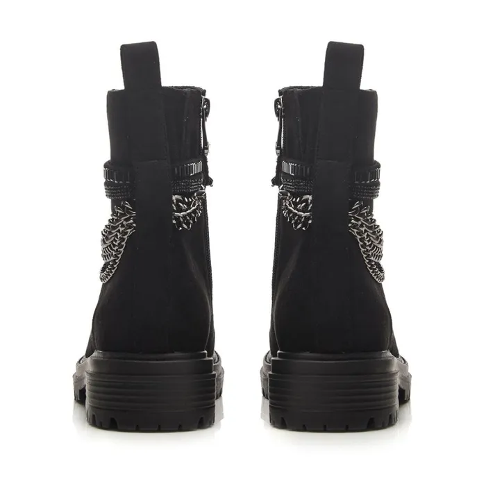 Chunky Boots Women Moda In Pelle Astella Black Alcantara