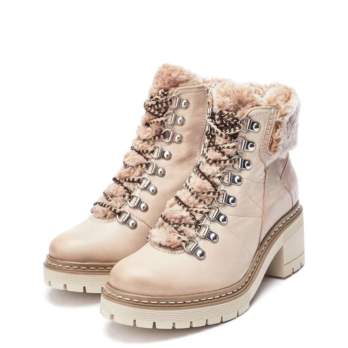 Chunky Boots Women Moda In Pelle Bibani Cream Leather