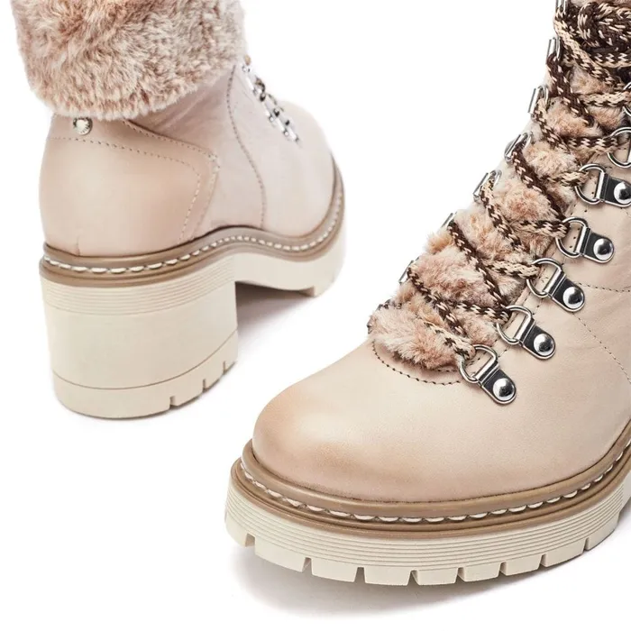 Chunky Boots Women Moda In Pelle Bibani Cream Leather