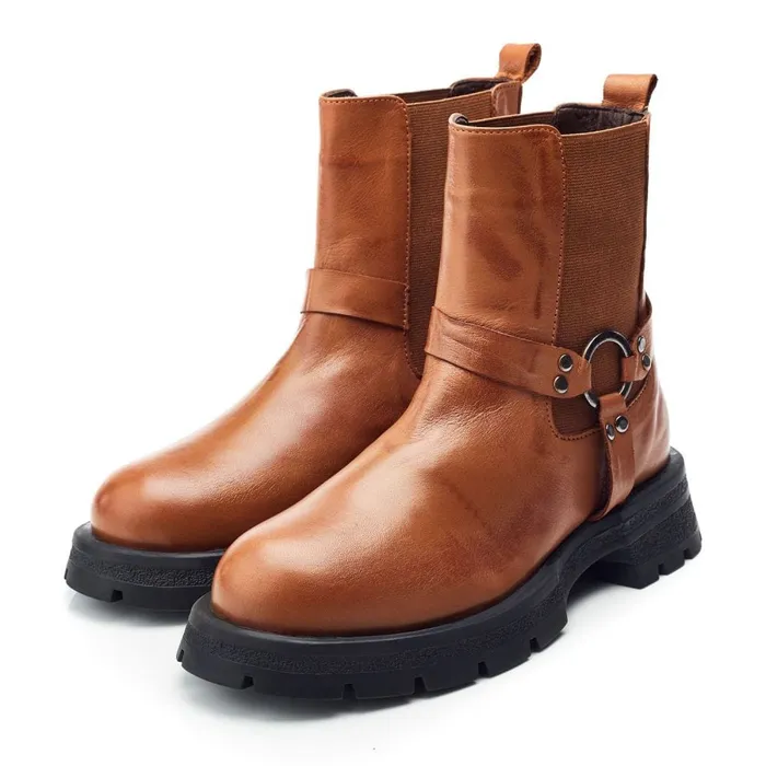 Chunky Boots Women Moda In Pelle Bsoleful BRingo Tan Leather