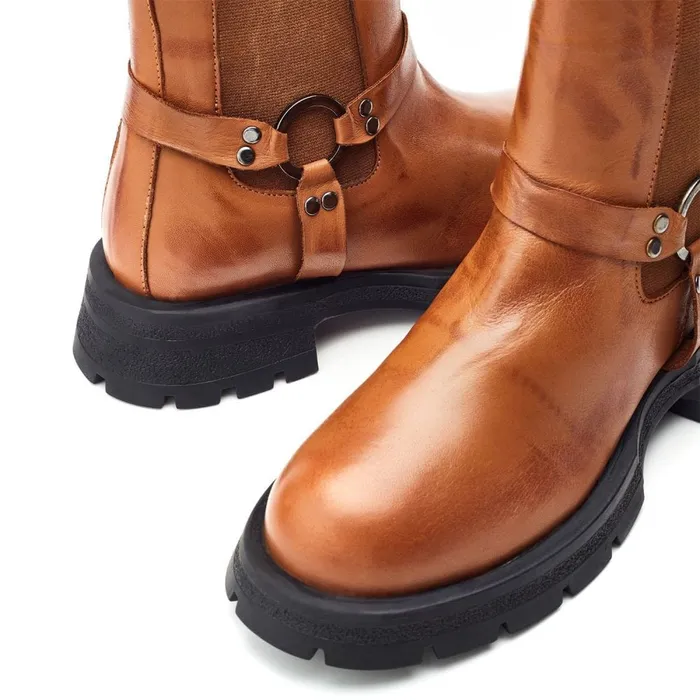 Chunky Boots Women Moda In Pelle Bsoleful BRingo Tan Leather