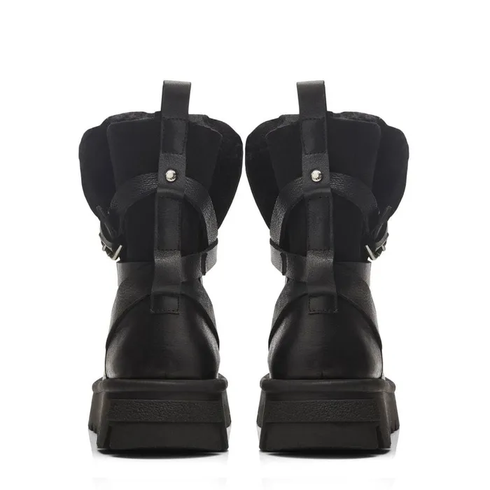 Chunky Boots Women Moda In Pelle Cassa Black Leather