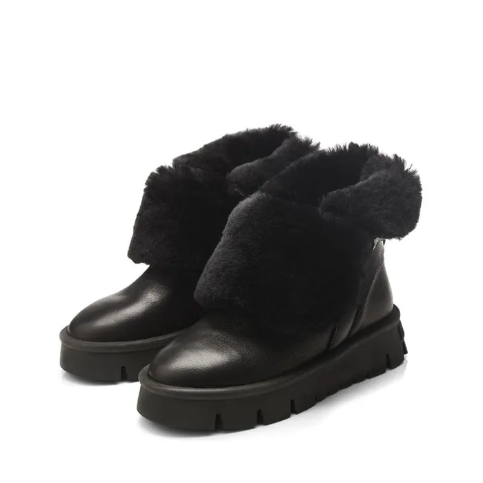 Chunky Boots Women Moda In Pelle Cassa Black Leather