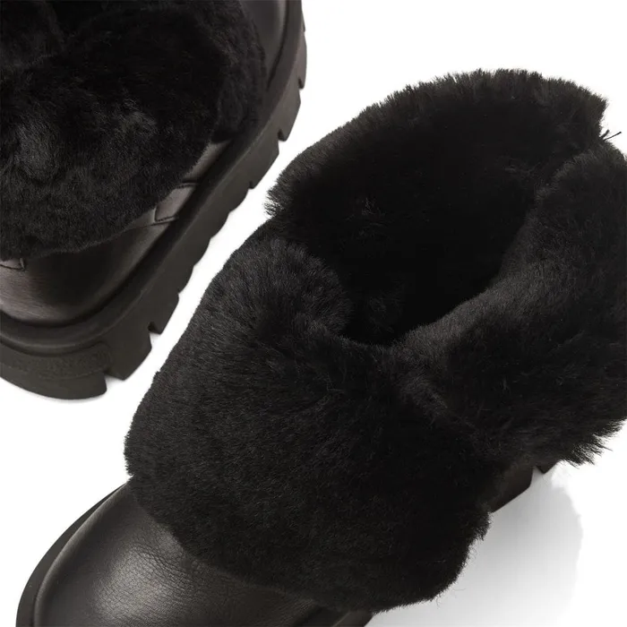 Chunky Boots Women Moda In Pelle Cassa Black Leather