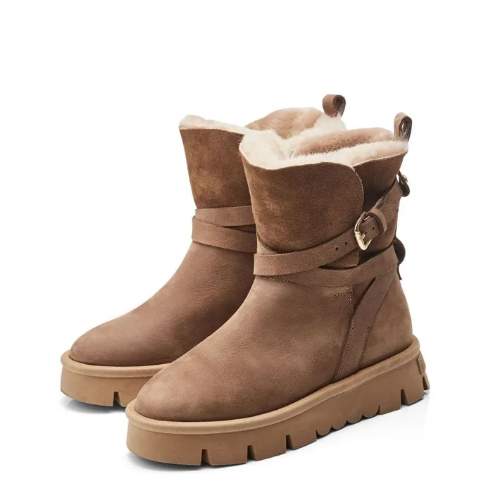 Chunky Boots Women Moda In Pelle Cassa Tan Leather