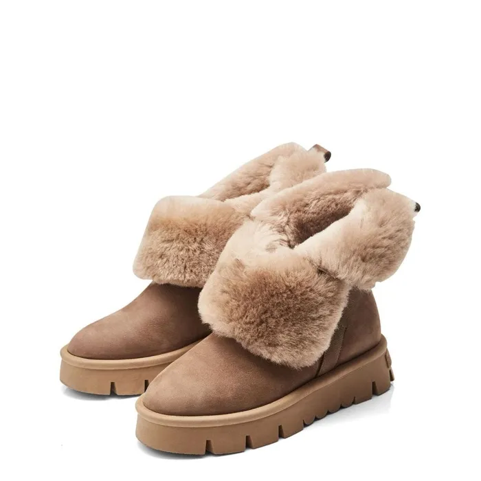 Chunky Boots Women Moda In Pelle Cassa Tan Leather