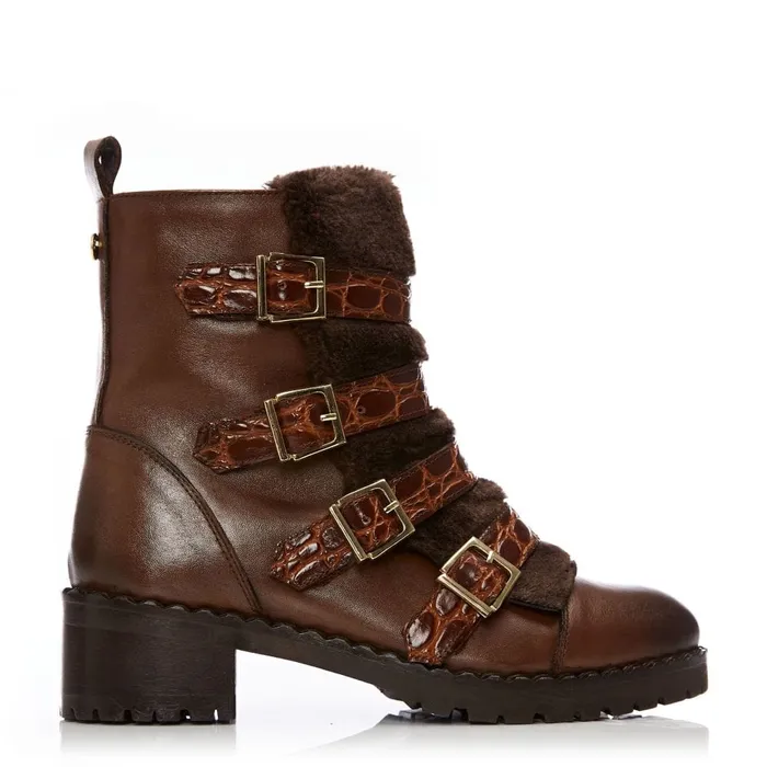 Chunky Boots Women Moda In Pelle Channie Tan Leather