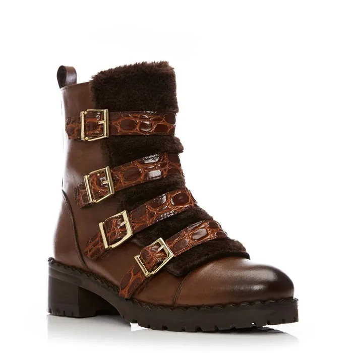 Chunky Boots Women Moda In Pelle Channie Tan Leather