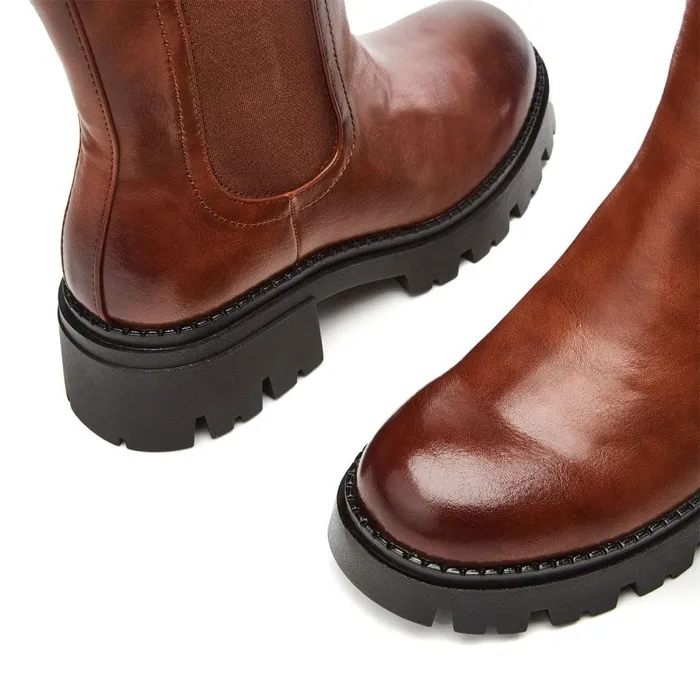 Chunky Boots Women Moda In Pelle Giani Tan Porvair