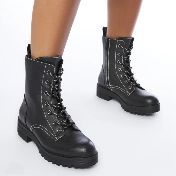 Chunky Boots Women Moda In Pelle M By Moda Bianca Black Porvair