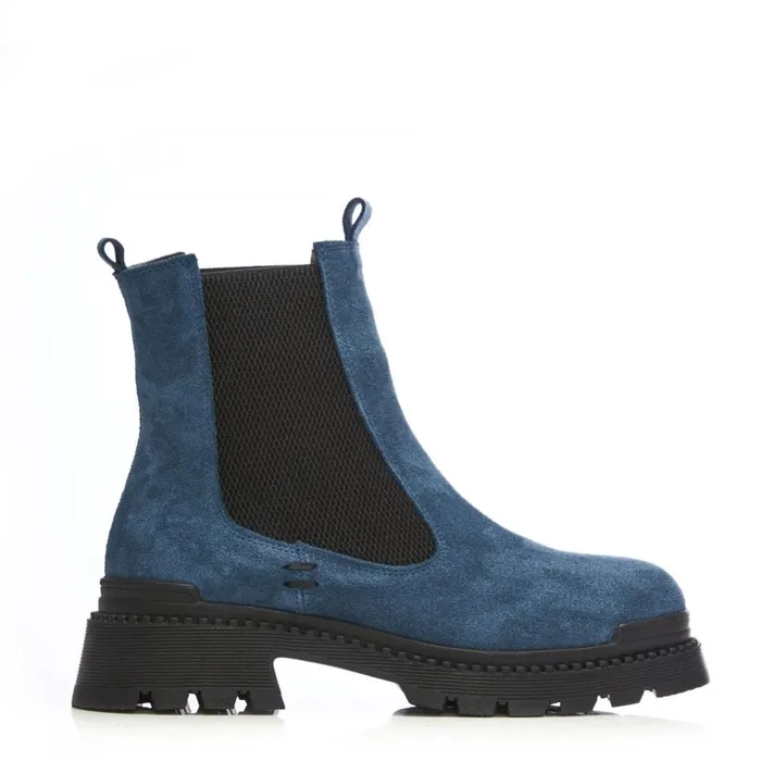 Chunky Boots Women Moda In Pelle Shoon Sh Anika Blue Suede