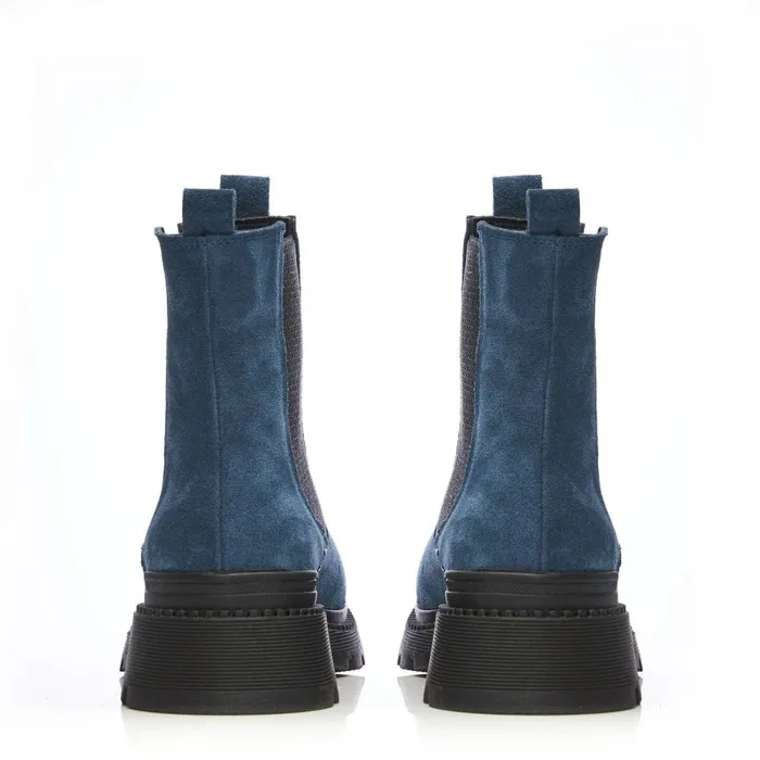 Chunky Boots Women Moda In Pelle Shoon Sh Anika Blue Suede