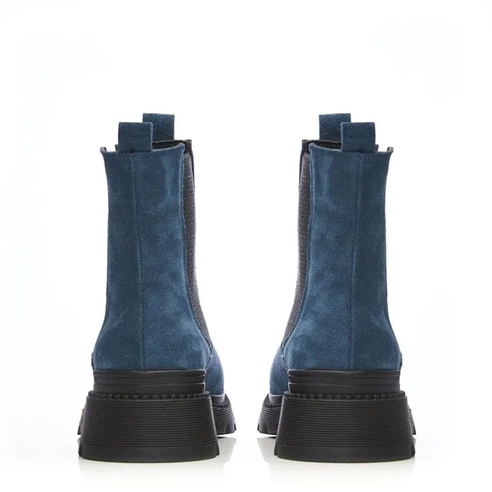 Chunky Boots Women Moda In Pelle Shoon Sh Anika Blue Suede