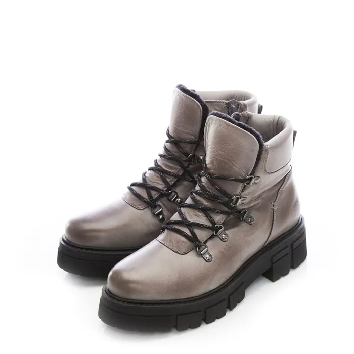 Chunky Boots Women Moda In Pelle Shoon Sh Iceberg Grey Leather