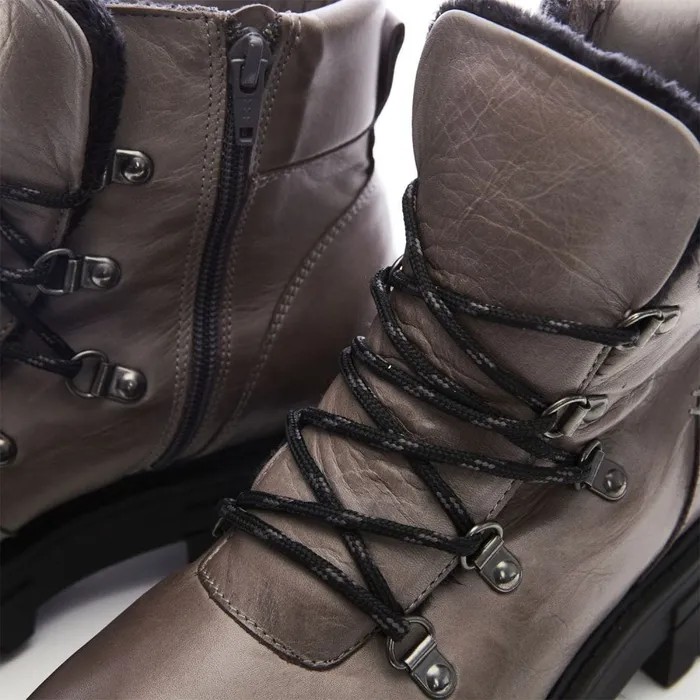 Chunky Boots Women Moda In Pelle Shoon Sh Iceberg Grey Leather