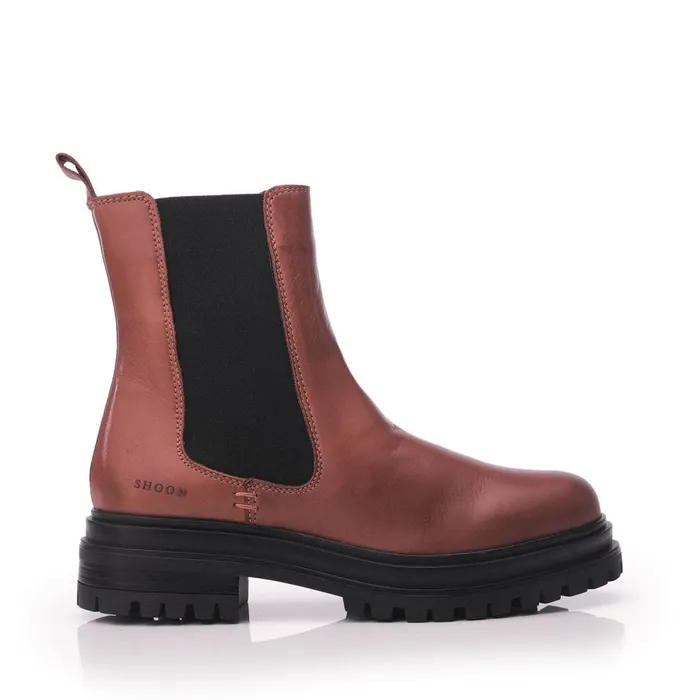 Chunky Boots Women Moda In Pelle Shoon Sh Isha Tan Leather