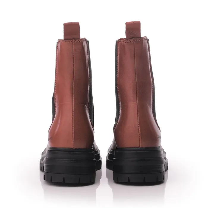 Chunky Boots Women Moda In Pelle Shoon Sh Isha Tan Leather