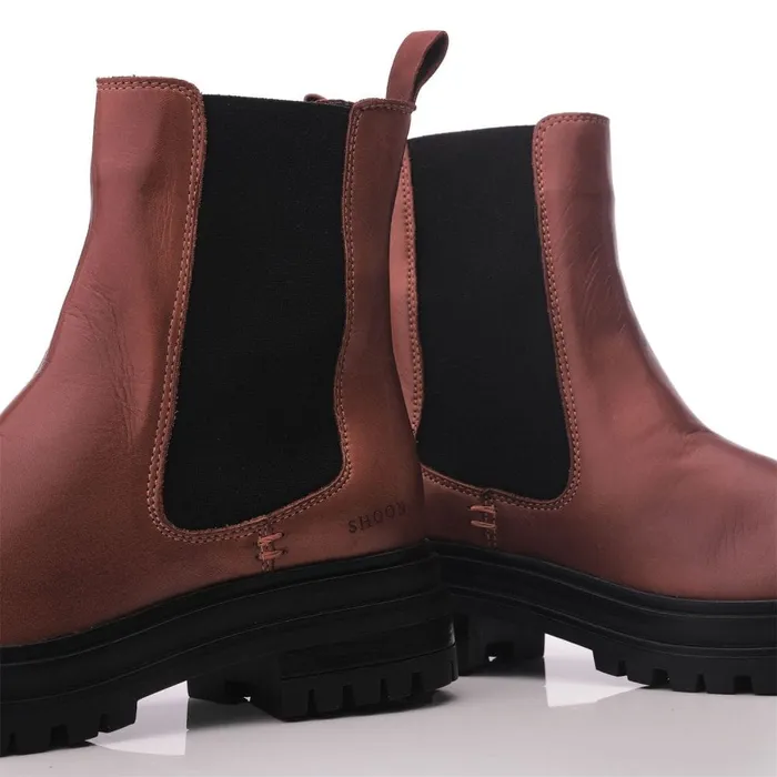 Chunky Boots Women Moda In Pelle Shoon Sh Isha Tan Leather
