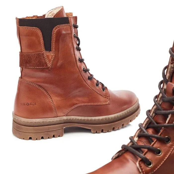 Chunky Boots Women Moda In Pelle Shoon Sh Odcombe Tan Leather