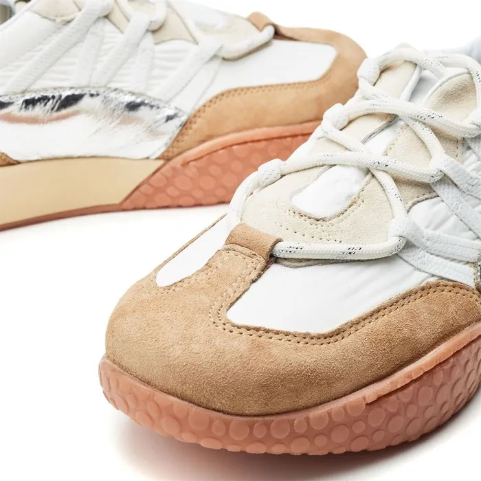 Chunky Trainers Women Moda In Pelle Fierla Silver Leather