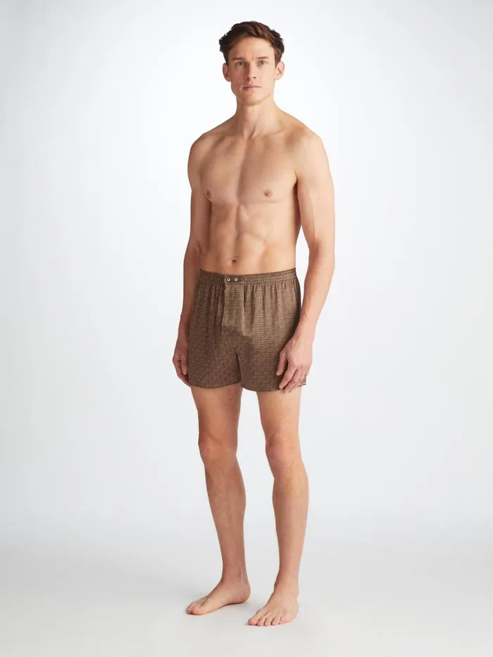 Classic Fit Boxer Shorts Men Derek Rose Classic Fit Boxers Brindisi 109 Silk Satin Green