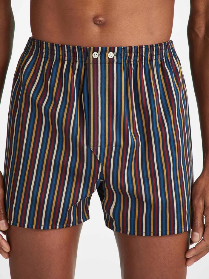 Classic Fit Boxer Shorts Men Derek Rose Classic Fit Boxers Wellington 57 Cotton Navy