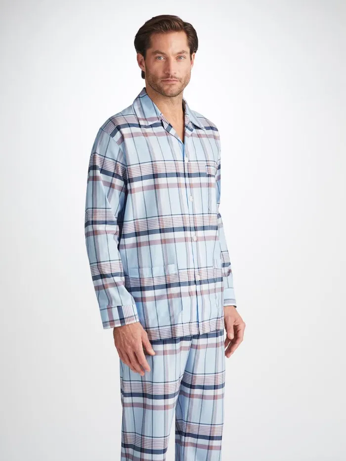 Classic Fit Pajamas Men Derek Rose Classic Fit Pajamas Barker 38 Cotton Blue