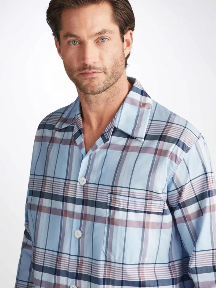 Classic Fit Pajamas Men Derek Rose Classic Fit Pajamas Barker 38 Cotton Blue