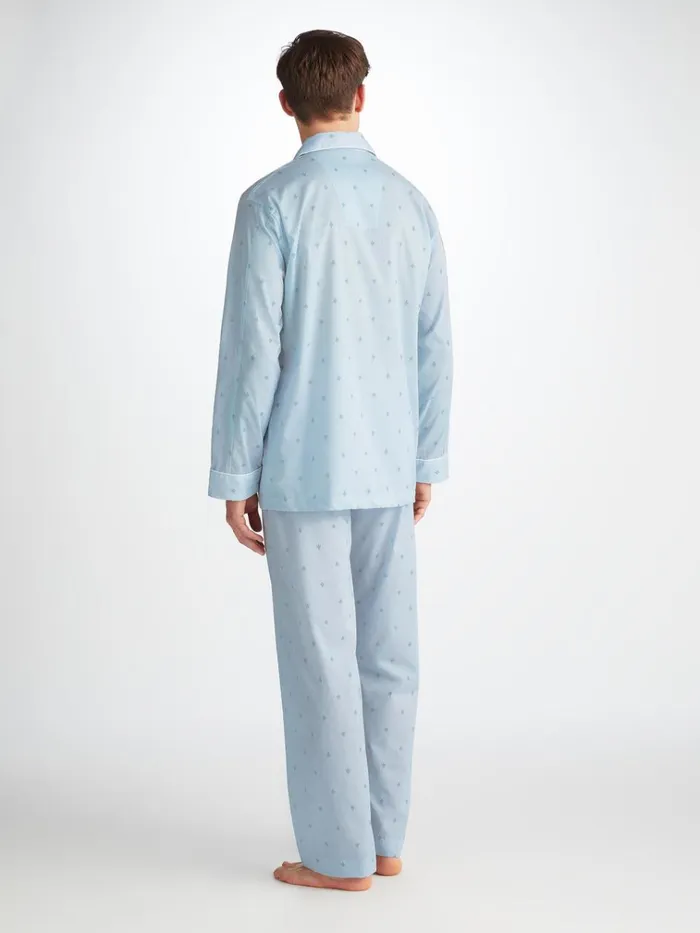 Classic Fit Pajamas Men Derek Rose Classic Fit Pajamas Nelson 100 Cotton Batiste Blue