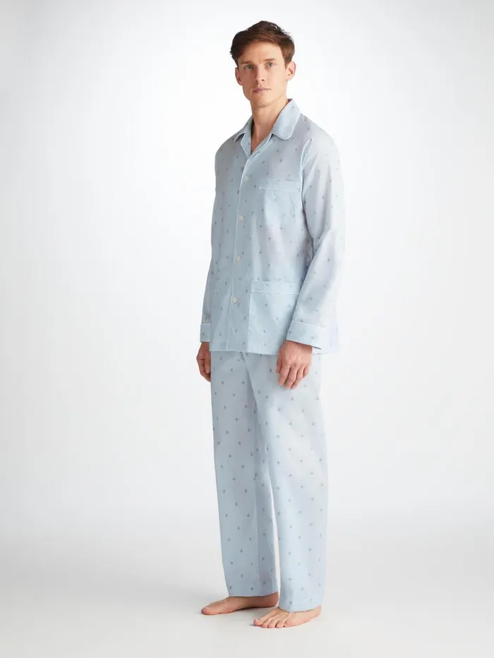Classic Fit Pajamas Men Derek Rose Classic Fit Pajamas Nelson 100 Cotton Batiste Blue