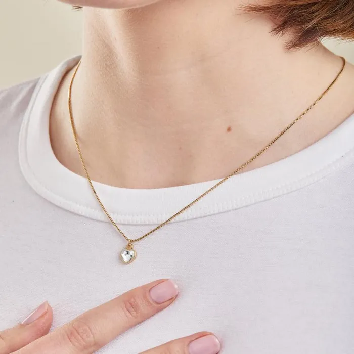 Clear Crystal Heart Necklace April Birthstone Silver Women Alex And Ani Heart Clear Crystal Heart Necklace April Birthstone Silver Women Alex And Ani Heart
