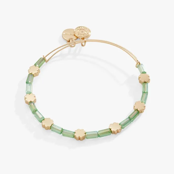Clover Crystal Accent Beaded Bangle Bracelet Gold Women Alex And Ani Luck Prosperity Clover Crystal Accent Beaded Bangle Bracelet Gold Women Alex And Ani Luck Prosperity